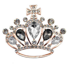 Load image into Gallery viewer, Crystal Crown Cross Brooch