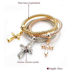 Multilayer Cross Charm Bracelet