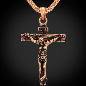 Vintage Jesus Piece Pendant Necklace