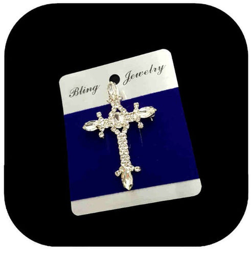 Rhinestone Jesus Cross Brooch