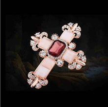 Load image into Gallery viewer, Crystal Opal Cross Brooches